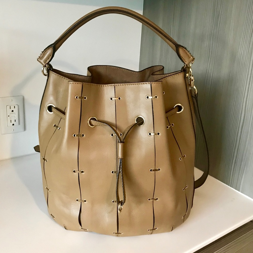 MaxMara bucket bag tan leather Max Mara handbag